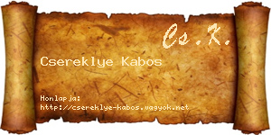 Csereklye Kabos névjegykártya